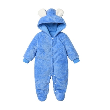 

Yejaeka Baby’s Solid Color Single-breasted Long Sleeve Hooded Jumpsuit