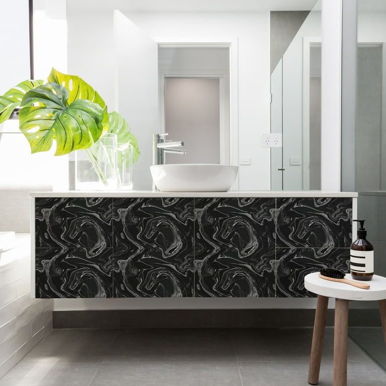 (2 pack) Mainstays Black Marble, Peel and Stick Wallpaper 13.35 sq. ft.