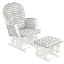 Topbuy Rocking Chair Baby Nursery Chair Glider with Ottoman &Storage Pocket Grey  White