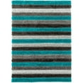 thumbnail image 2 of Luxe Weavers Geometric Turquoise 8x10 Shag Area Rug Plush Striped Bedroom Carpet, 2 of 8