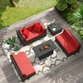 thumbnail image 6 of Homall 8 Pieces Rattan Patio Furniture Conversation Set with 43" Gas Propane 50000 BTU Fire Pit Table Outdoor Sectional Sofa for Backyard,Red, 6 of 9