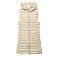thumbnail image 5 of Qulqfy Hooded Quilted Jackets for Women Long Beige Lightweight Zip Up Warm Sleeveless Puffer Vest Vest for Women L, 5 of 9