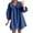 Blue, variant on Ahuyic Summer Plus Size Dress For Women, Womens Short Sleeve Collared Casual Dress, Womens 3/4 Puff Sleeve Plaid Mini Dress Lapel Doll Collar Loose Dress
