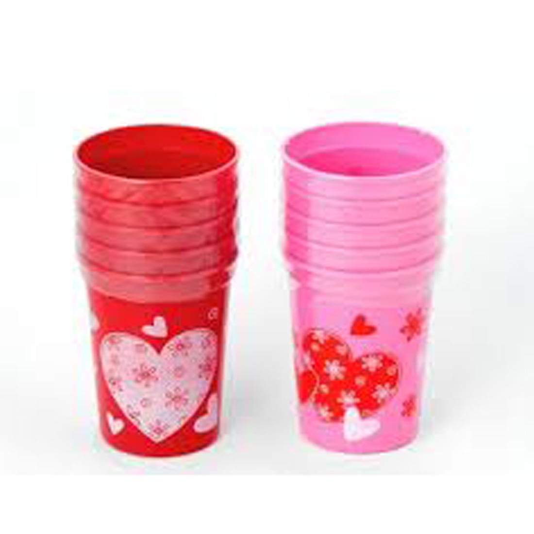 Chef Craft Valentines Day Cups Plastic Cups, Pink Red, 10 Pack