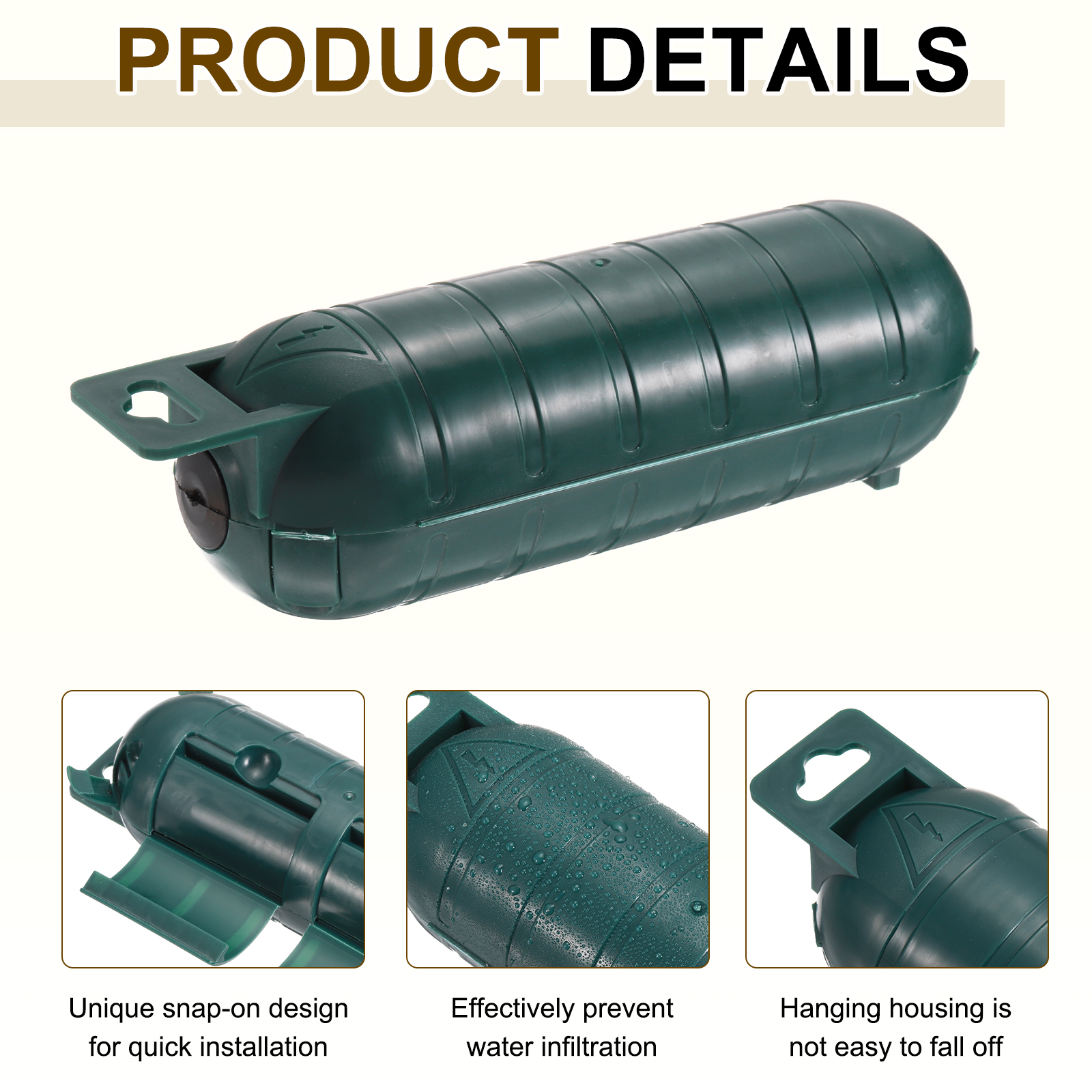 3pcs Extension Cord Cover IP44 Water-Resistant Electrical Connection Box, Green