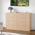 thumbnail image 1 of Commode Cannelée à 8 Tiroirs pour Chambre, Commode Moderne de 55 Pouces de Large avec Poignée en Métal, Meuble Télé en Bois Cannelé, Grande Commode Moderne pour Garde-Robe, Salon et Entrée, Blanc, 1 of 7
