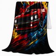 thumbnail image 2 of Vintage Muscle Cars Dynamic Paint Splatters Automotive Art, Festive Holiday Scene, Warm Flannel Blanket for Living Room and Family Room, Art Lovers Housewarming Gift, Festive Home Decor, 2 of 9