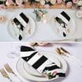 thumbnail image 3 of Pink Flowers Cloth Napkins, Spring Floral Butterflies Black White Striped Farmhouse Washable and Reusable Dinner Napkins Set of 2, Table Napkin for Kitchen Party Birthday Wedding Hotel 20"x20", 3 of 9