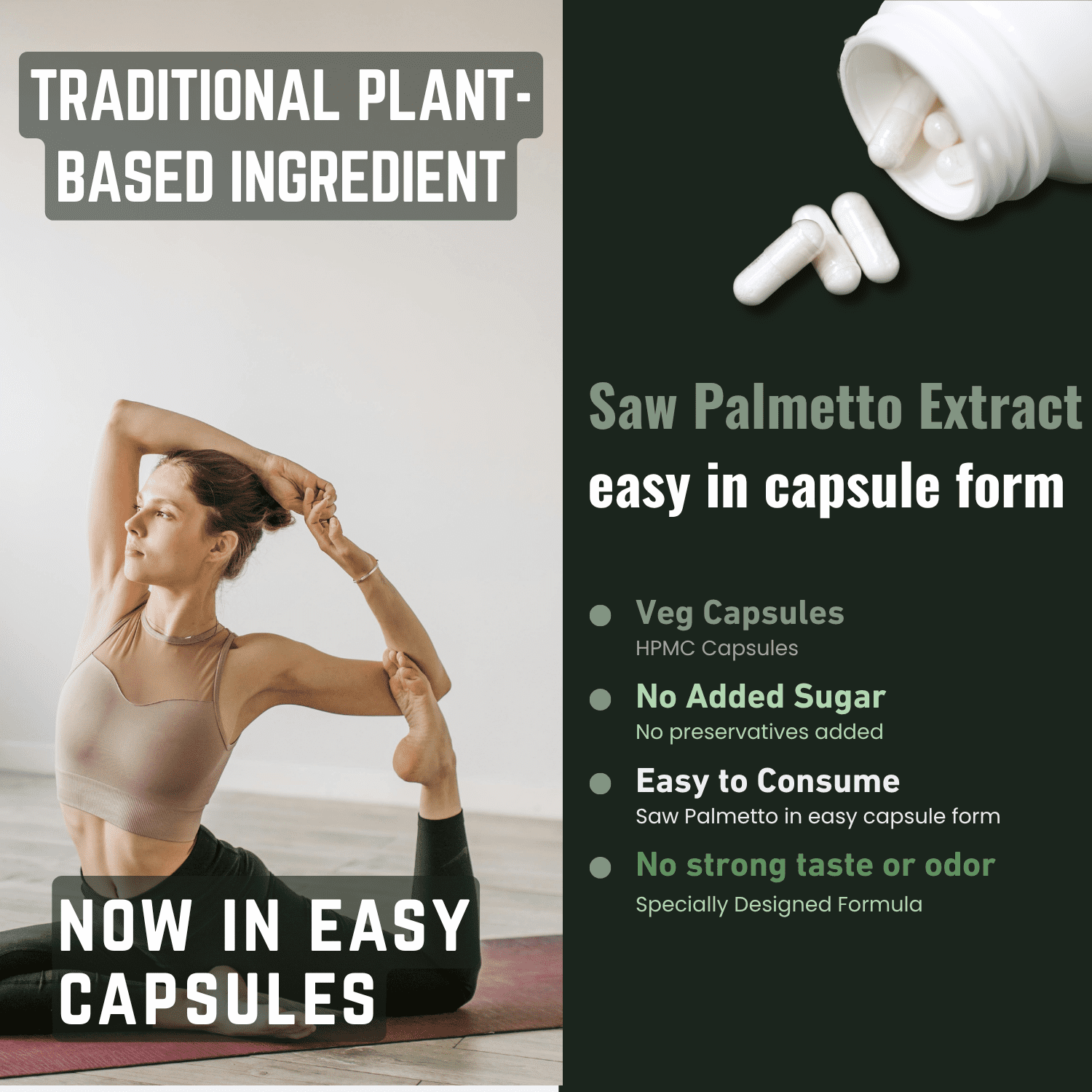 Heroot Saw Palmetto Capsules 500 mg per Capsule | 45% Fatty Acids | 120 Veg Capsules | 120 Servings | Herbal Supplement