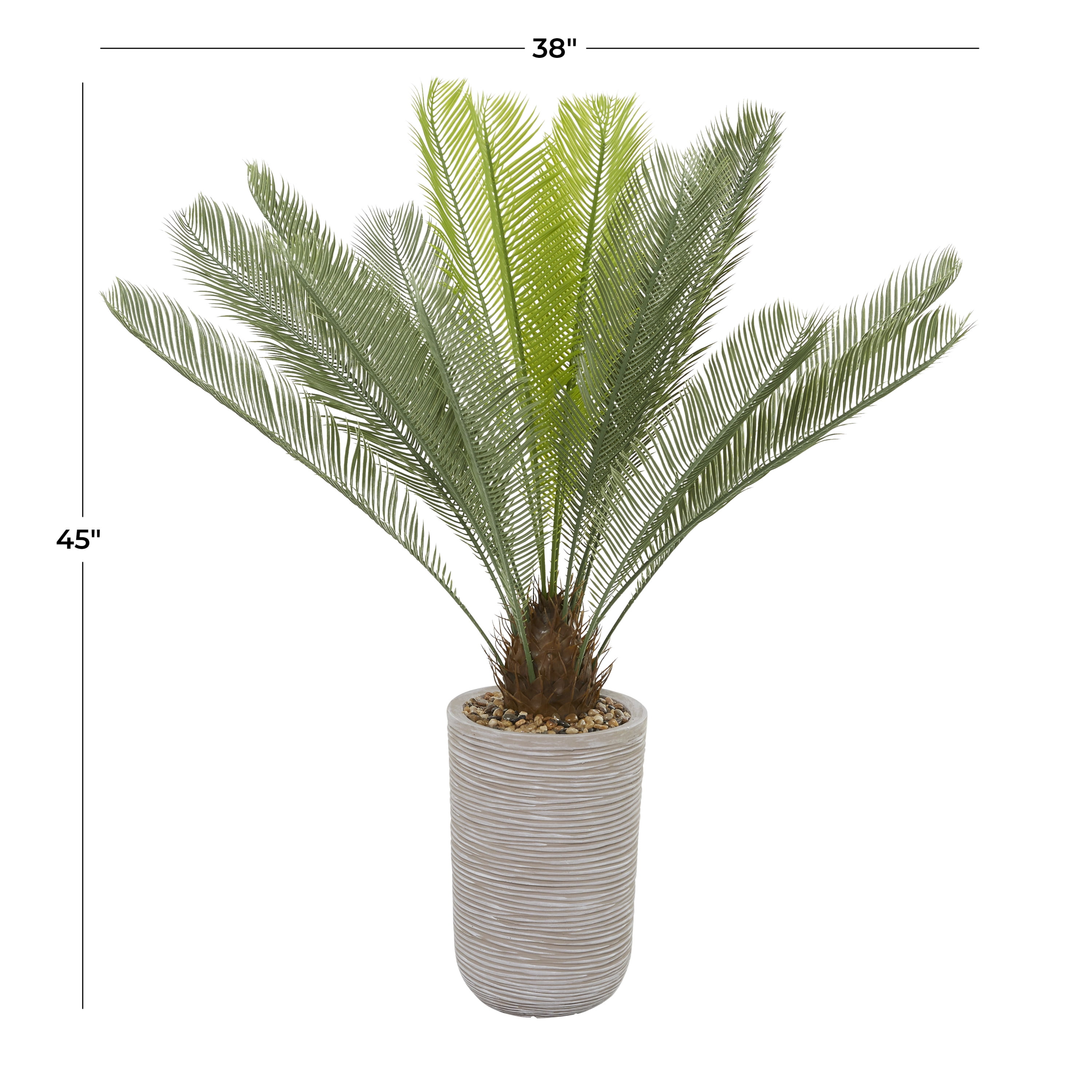 DecMode 45" Artificial Sago Palm Plant in Realistic Leaves and Beige Ceramic Pot