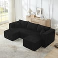 thumbnail image 3 of Muumblus U-Shaped Modular Sectional Sofa with 2 Movable Ottomans, Boneless Cloud Couch, No Assembly Sofa Set for Small Spaces, Living Room, Black Corduroy, 3 of 7