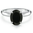 thumbnail image 3 of Gem Stone King 10K White Gold Black Onyx Engagement Ring for Women | 2.00 Cttw | Oval 9X7MM | Gemstone December Birthstone | Size 7, 3 of 6