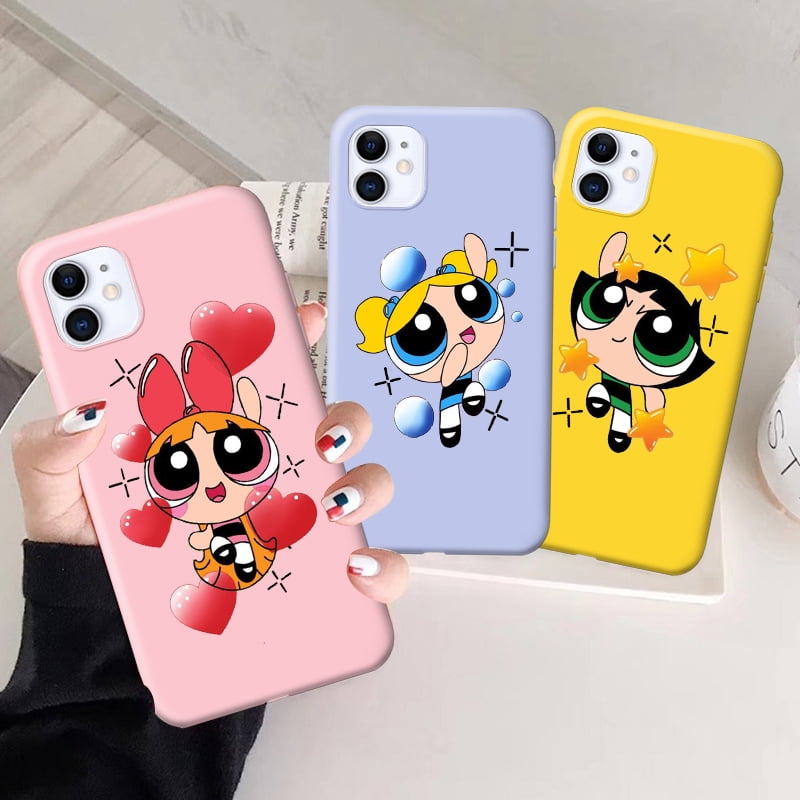 Cartoon Phone Case For Iphone 12 Pro Max Powerpuff Girls Print Phone Cover For 13 Pro Max 12mini Iphone 11 Pro Xs Max Xr X 6 6s Plus 7 8 Plus Soft