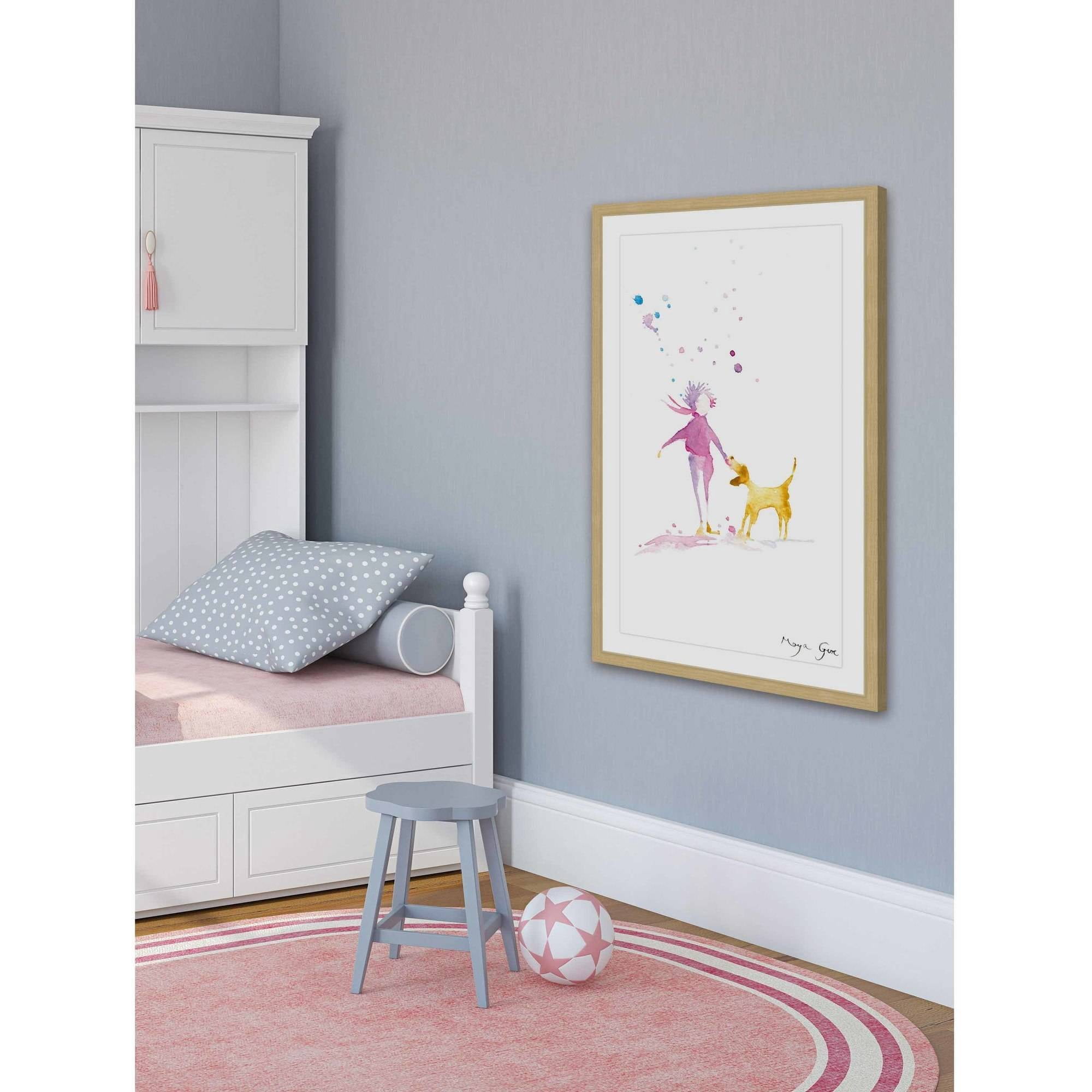 "Woman & Dog" Framed Painting Print