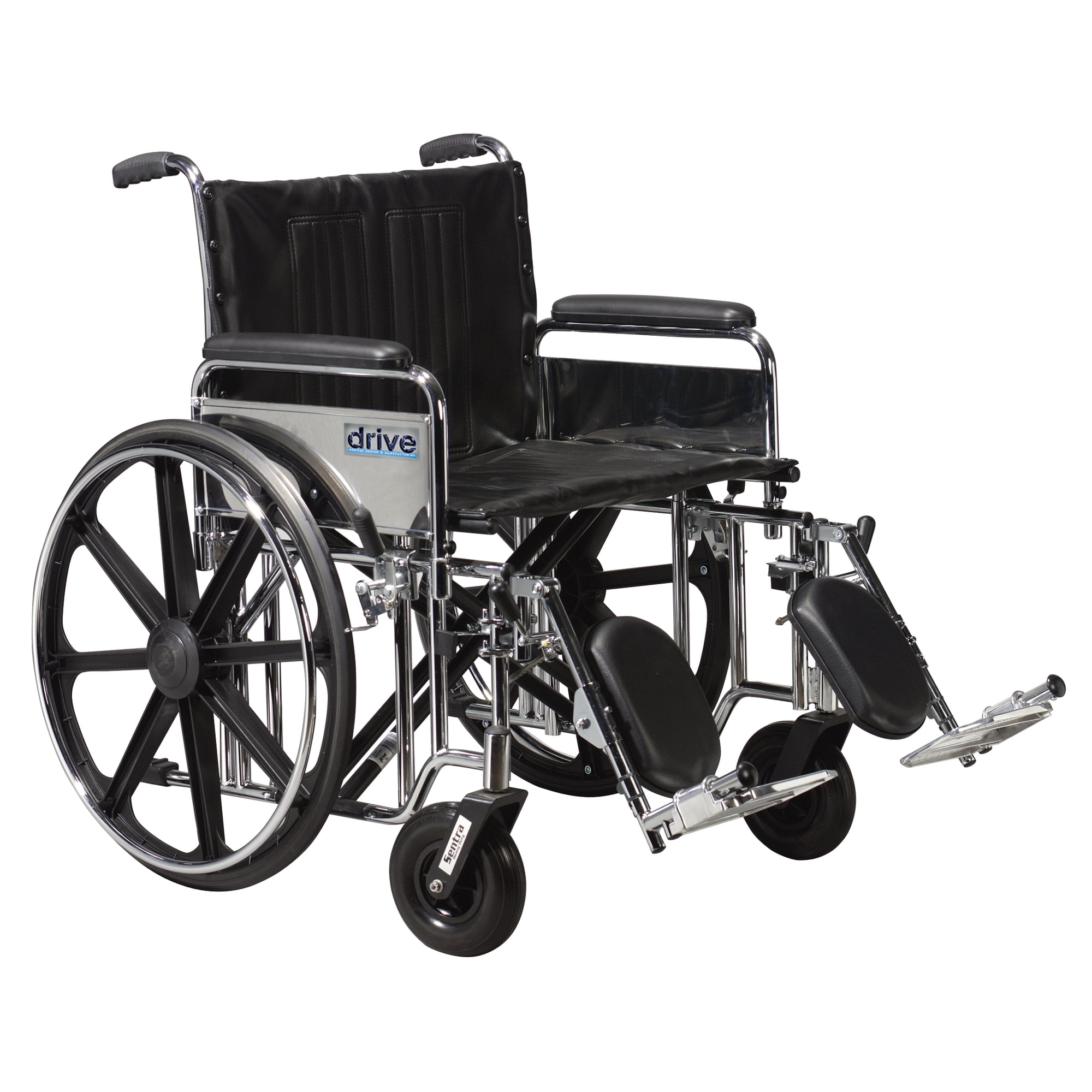 Drive Medical Sentra Extra Heavy Duty Wheelchair, Detachable Full Arms, Elevating Leg Rests, 20" Seat