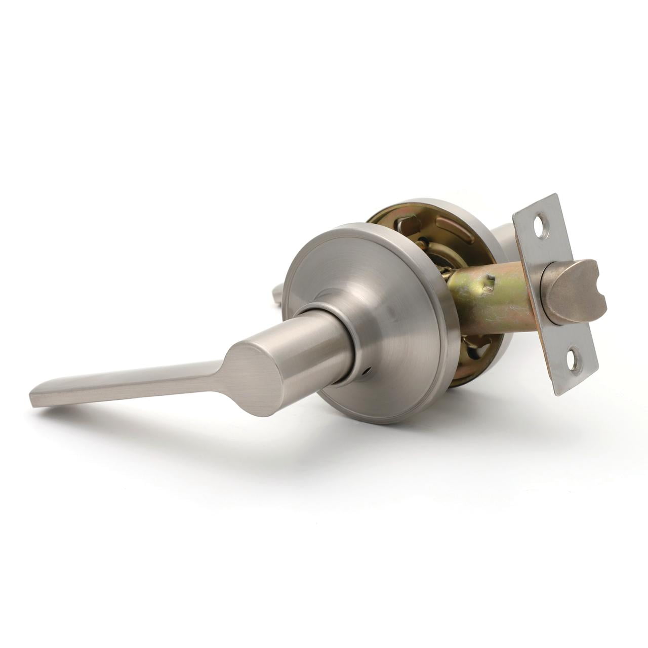 (2 pack) Hyper Tough Satin Nickel Passage Door Lever with Round Rosette Model 1753202
