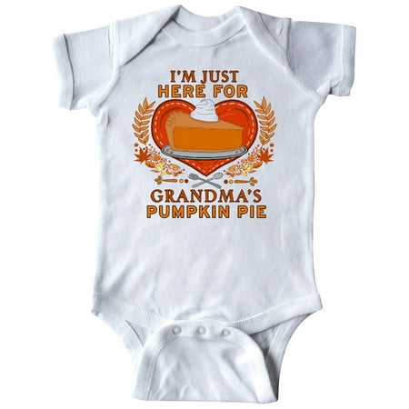 

Inktastic I m Just Here for Grandma s Pumpkin Pie with Heart Gift Baby Boy or Baby Girl Bodysuit