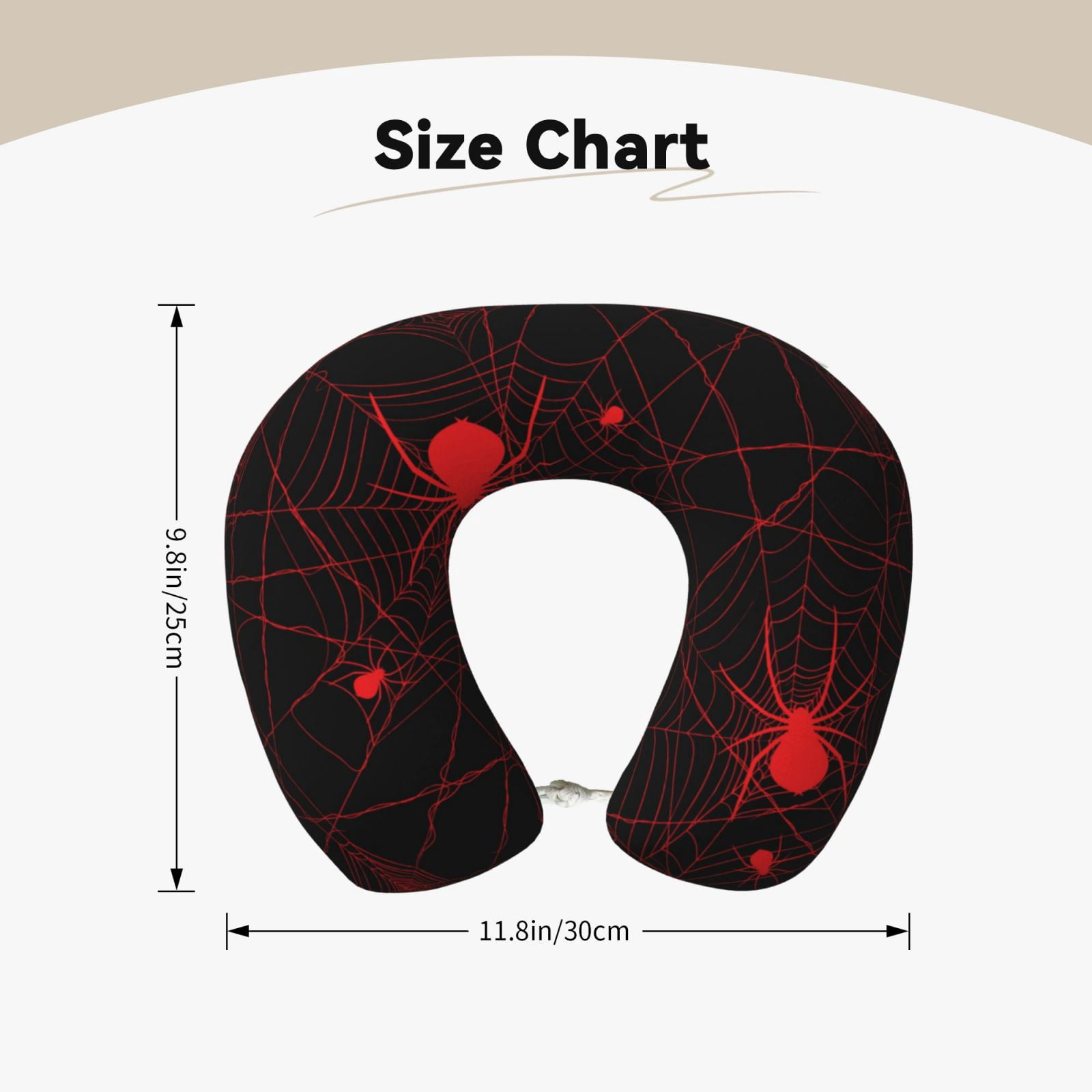 Xecao Red Spider On The Web Print Memory Foam Cervical Neck Pillow Versatile U-Shaped Pillows for Home,Office,Camping,Travelling,Soft Washable Cover