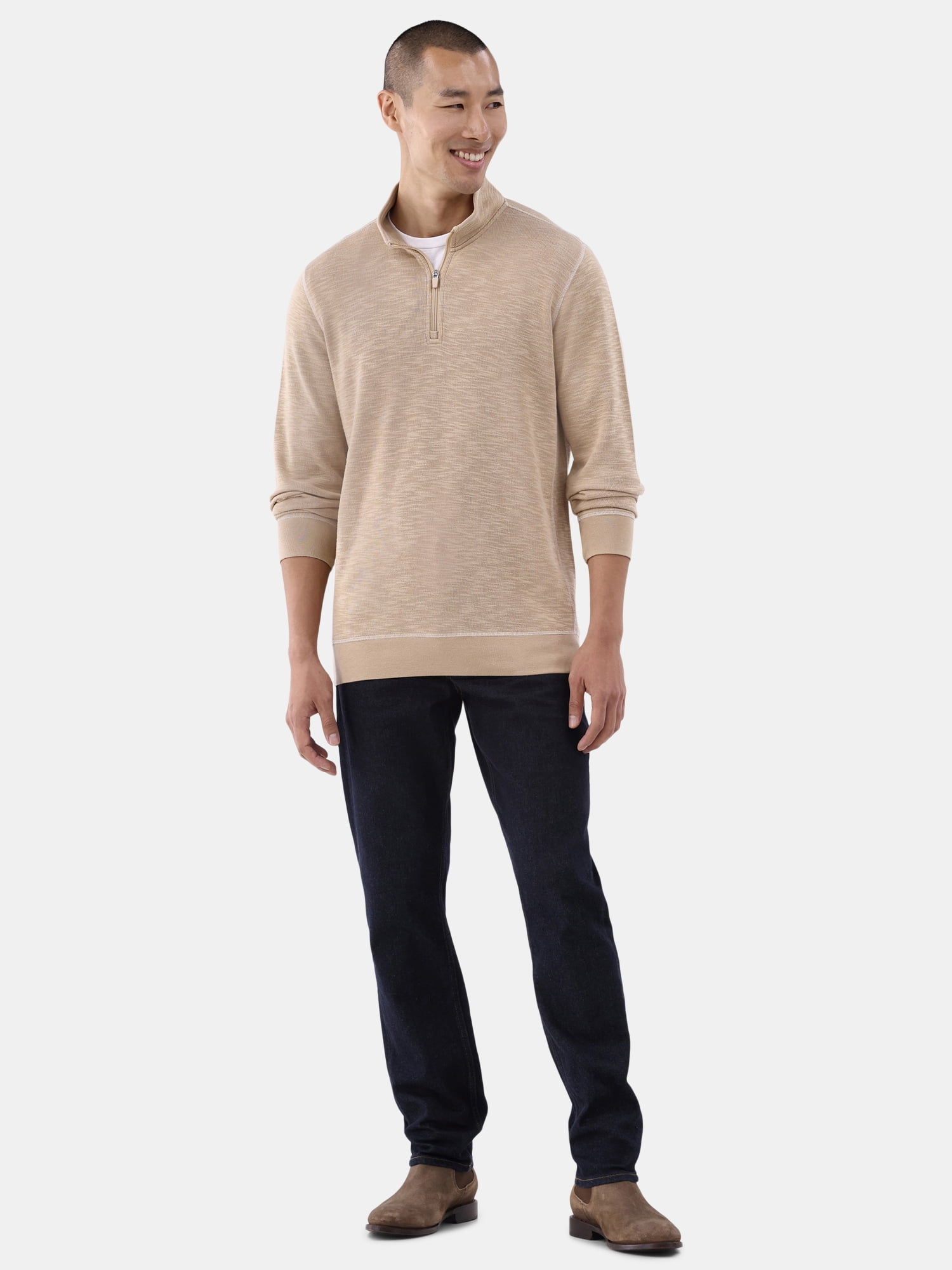 George Men's Quarter Zip Pullover with Long Sleeves, Sizes S-3XL