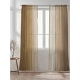 thumbnail image 2 of Brown Gradient Sheer Curtains 84 Inch Long 2 Panels, Wood Grain Farmhouse Retro Striped Light Filtering Rod Pocket Semi Sheer Curtains, Sheer Voile Drapes for Living Room Bedroom, 52"x84", 2 of 5