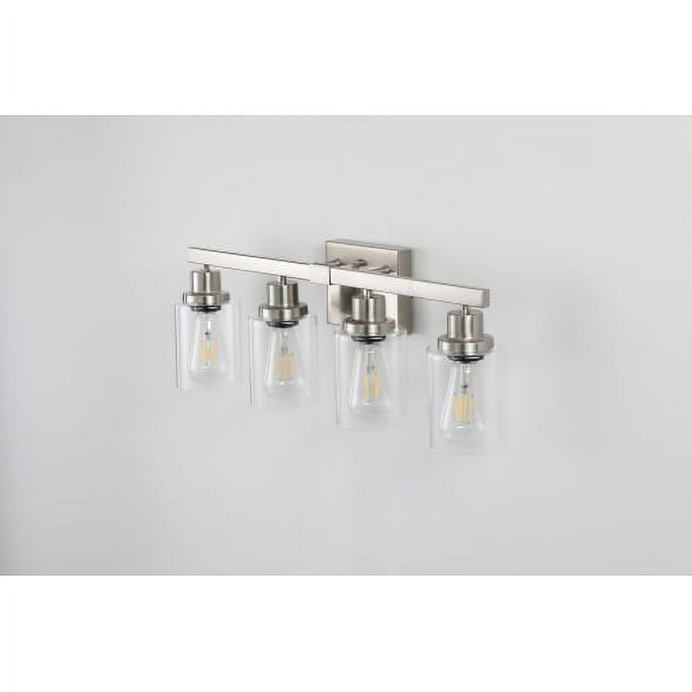 ACE-LIGHTS,Modern 4-Lights Vanity Bathroom Mirror Light with Clear Glass Shades(Bulbs Not Included),Contemporary Wall Sconce for Bathroom,Dressing Room,Bedroom,Living Room(Brushed Nickel)