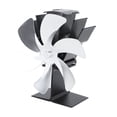 thumbnail image 2 of Ventilador de estufa vertical de 6 aspas, térmico, con circulación de calor rápida, diseño de asa, para chimenea, color plateado, 2 of 14