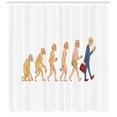 thumbnail image 3 of Evolution Shower Curtain, Cartoon Ape to Man Composition of Caveman to Businessman Graphic, Fabric Bathroom Set with Hooks, 69"W X 84"L Extra Long, Pale Orange and Multicolor, by Ambesonne, 3 of 3