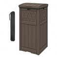 thumbnail image 2 of Dextrus 36 Gallon Outdoor Trash Can, Waterproof Resin Garbage Bin with Drip Tray & Lid, Trash Bin,for Porch, Backyard, Dark Brown, 2 of 10