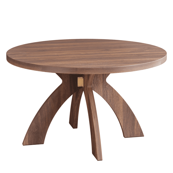 Round Coffee Table, 31.5 Inch Walnut Finish MDF Coffee Table with Curved Cross Legs, Modern Minimalist Circular Center Table for Living Room, 31.5" Lx31.5" Wx18" H
