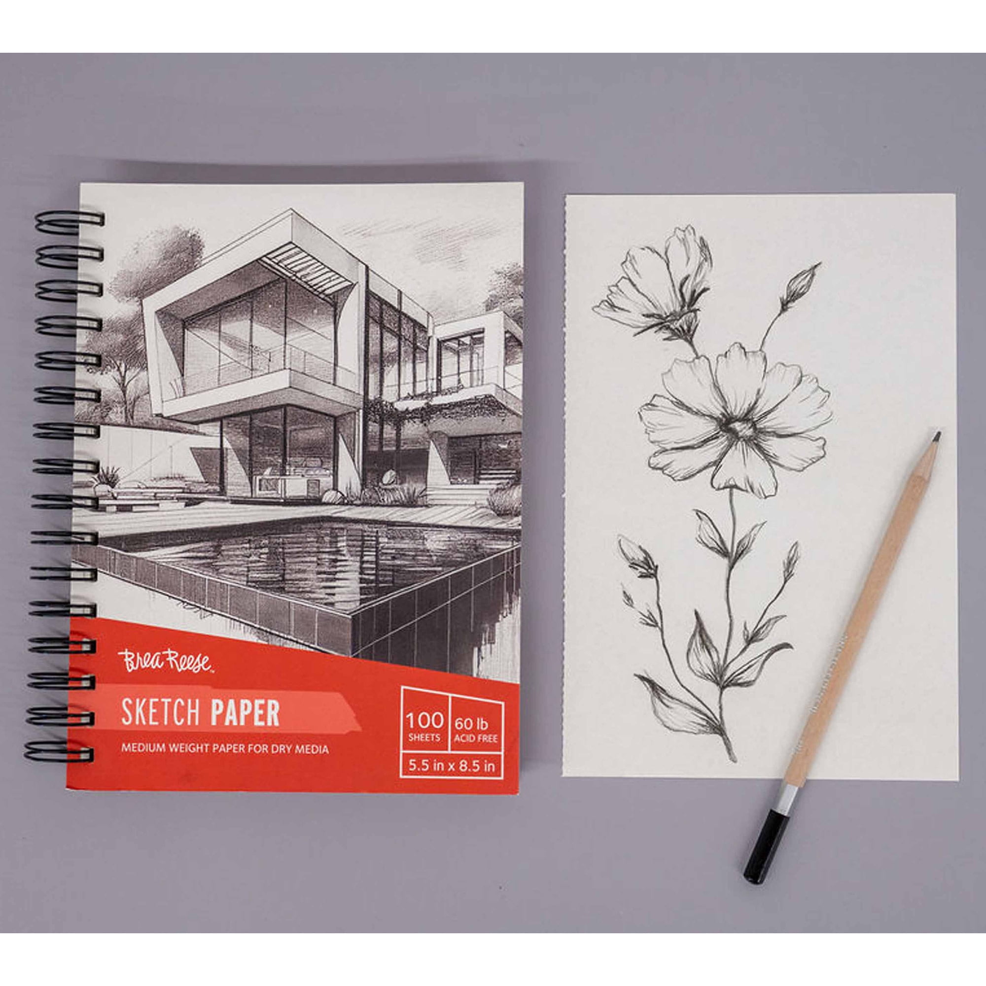 Brea Reese: Sketch Paper Pad - 100 Sheets - 5.5 x 8.5", 60lb Acid-Free Paper, Smooth Surface, Spiral Binding, Easy Removal, Adult Drawing Art Supplies