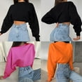 thumbnail image 5 of OOKWE Women Autumn Long Sleeve O-Neck Sweatshirt Bright Solid Color Oversized Loose Crop Top Harajuku Casual Ribbed Trim Basic Pullover Streetwear, 5 of 19