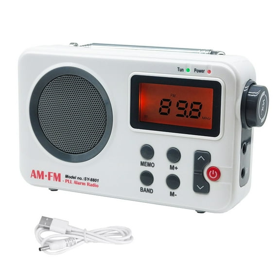 APPLAYERR Portable Radio AM FM with Dynamic Antenna 20 Station Presets Clear Loud Speaker Sleep Timer Function White