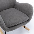 thumbnail image 5 of Comfortable Upholstered Fabric Rocking Chair Padded Seat with Solid Rubber Wood Leg, Mid Century Modern Metal Fram Lounge Arm Chair for Living Room Bedroom, Grey, 5 of 7