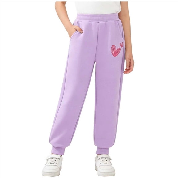 Girls Pants Size 10-12 Fashion Casual Cuffed Sweatpants High Waisted Sports Joggers with Pockets Kids Clothes Girls