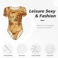 thumbnail image 4 of KLL Women 's Crew Neck Bodysuit Jumpsuits Not All Those Who Wander Are Lost2 Print Short onesies Stretch T Shirts, 4 of 7