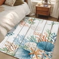 thumbnail image 4 of Area Rugs for Living Room Bedroom, Beach Coastal 4'x6' Rug Washable Carpet Runner Indoor Outdoor, Summer Nautical Coral Shell Botanical Vintage Non Slip Accent Floor Mats Rug for Kitchen, Office, 4 of 8