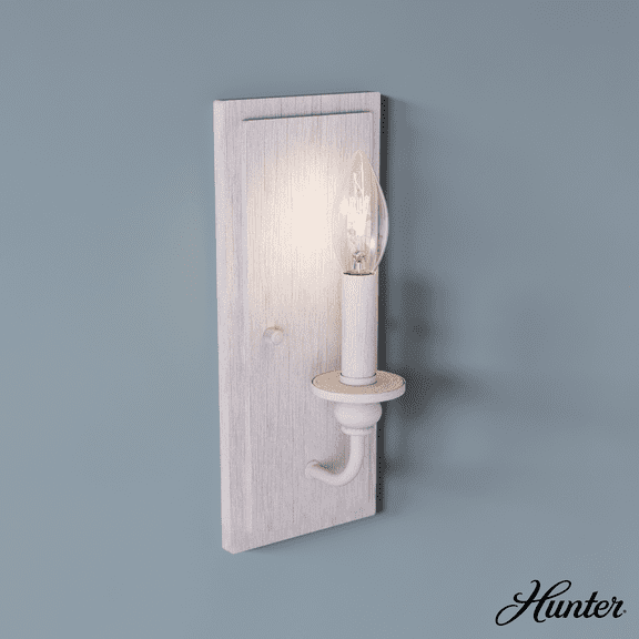 Hunter - Southcrest 1-light Distressed White, Small Sconce Light, Dimmable, Casual Style, for Bedrooms, Kitchens, Dining, Living Rooms - 19641