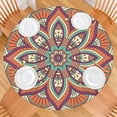 thumbnail image 2 of 44in Round Tablecloth with Elastic Edge, Waterproof Fitted Table Cover for 36-44" Tables, Floral Theme Polyester Reusable Table Cloths Wipe Clean for Picnic, Dining, Outdoor Use and Party Decor, 2 of 7