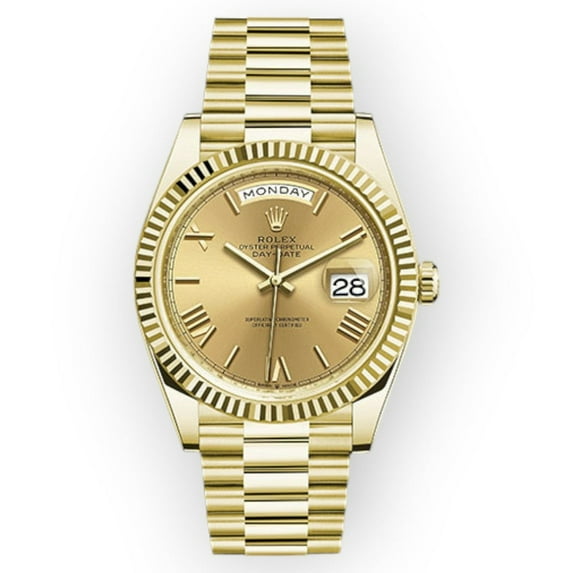 Pre-Owned Rolex Yellow Gold Day-Date 40 Watch Champagne Roman Dial - President Bracelet