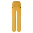 thumbnail image 3 of BOOMILK Cargo Pants for Women Elastic High Waisted Solid Color Casual Wide Leg Pants Plus Size Joggers Yoga Trousers With Pockets Yellow, 3 of 8