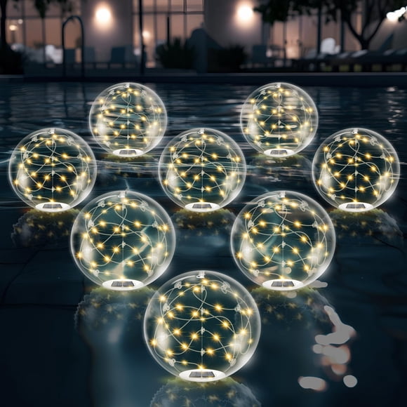Luces solares flotantes para piscina Afzdby, 36 cm, 3000 K, blanco cálido