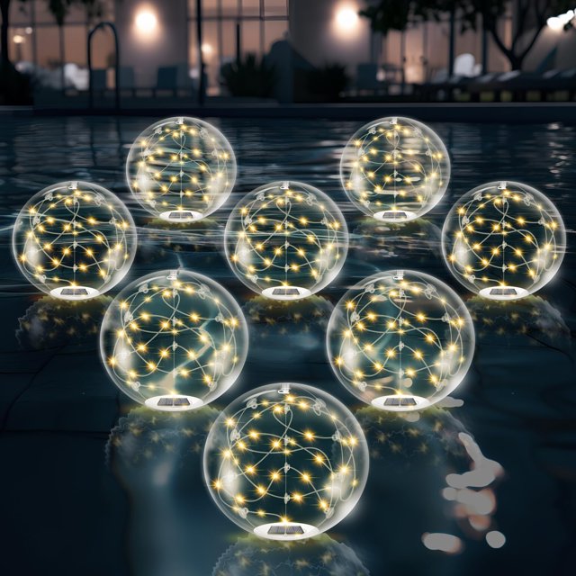 Luces solares flotantes para piscina Afzdby, 36 cm, 3000 K, blanco cálido