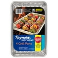 thumbnail image 2 of (4 pack) Reynolds Kitchens Grill Pan, Slotted Aluminum Grill Pans, 13.5 x 9 inch, 4 Count, 2 of 8