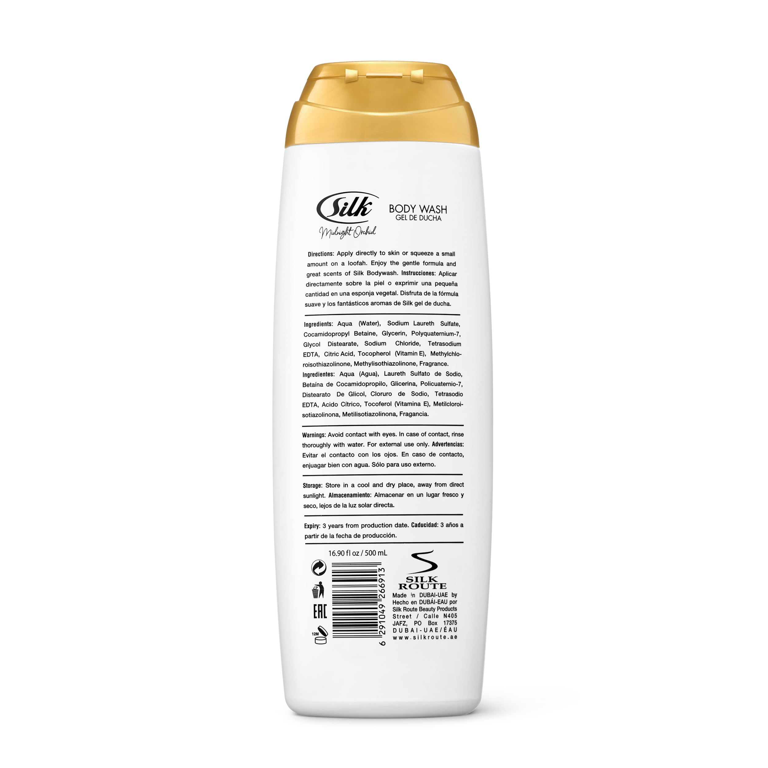 Silk Midnight Orchid Organic Body Wash Women and Men, Moisturizing Shower Gel for All Skin Types 16.9 fl oz