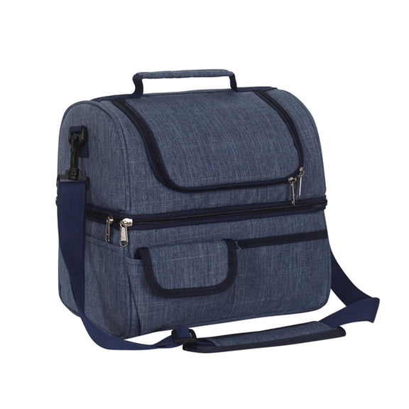 Lunch Dual Compartment Insulated Cooler Bag Waterproof Leakproof Lunch Bag Box With Shoulder Strap For Picnic Beach Travel Work Office