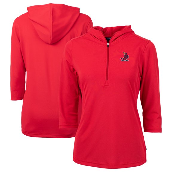 Women's Cutter & Buck Red St. Louis Cardinals Cooperstown Collection DryTec Virtue Eco Pique Recycled 3/4-Sleeve