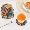 thumbnail image 5 of Haosy Set of 6 Drink Woven Coaster with Holder Heat Resistant Non-Slip Bar Coasters 4 Inches Colorful Abstract Woman Paint, 5 of 7