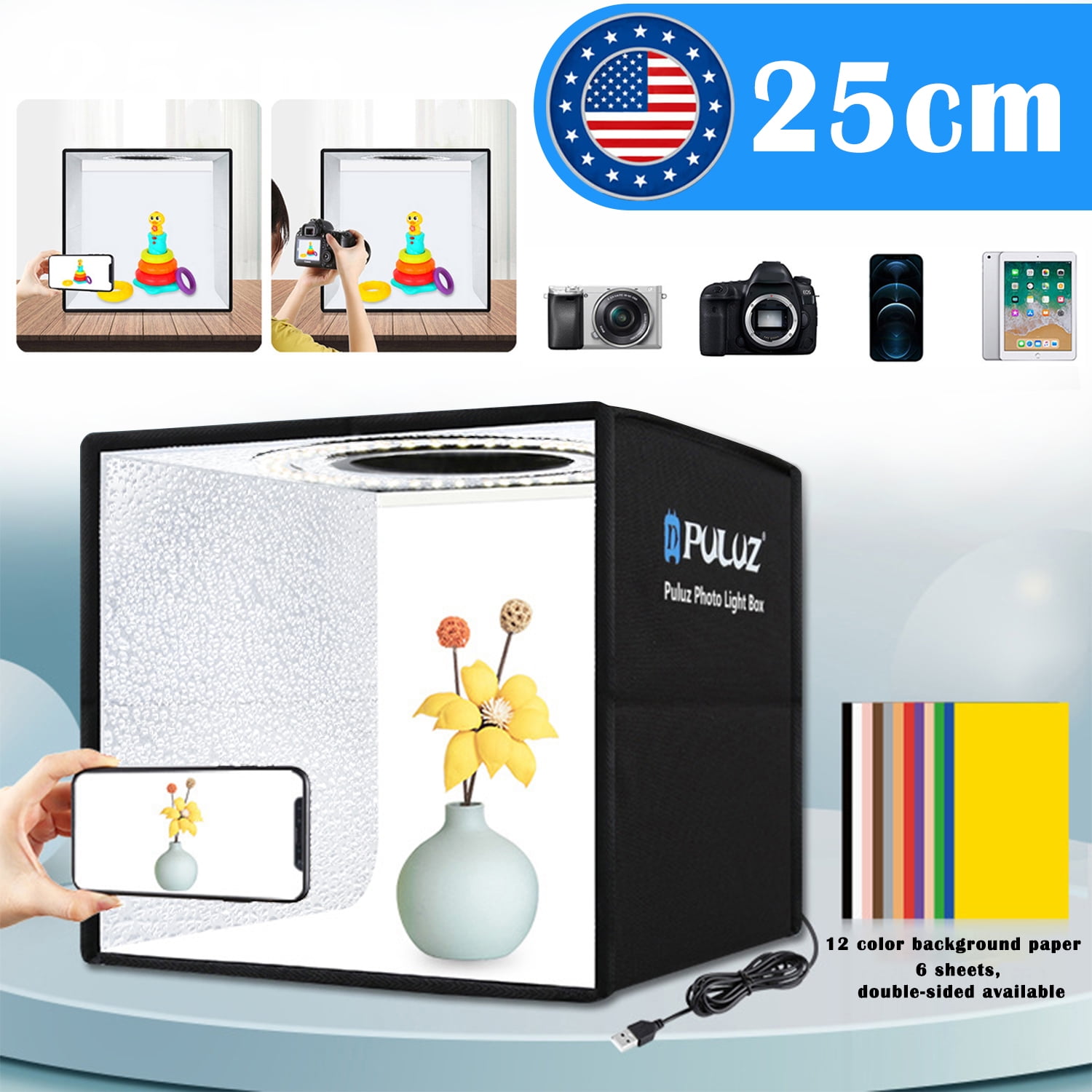 LED Photo Studio Light Box Portable Folding Light Box Photo Lighting