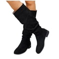 thumbnail image 4 of Knee High Boots for Women Slouchy Round Toe Low Chunky Heel Fashion Comfortable Boot for Fall Winter Black 6, 4 of 7