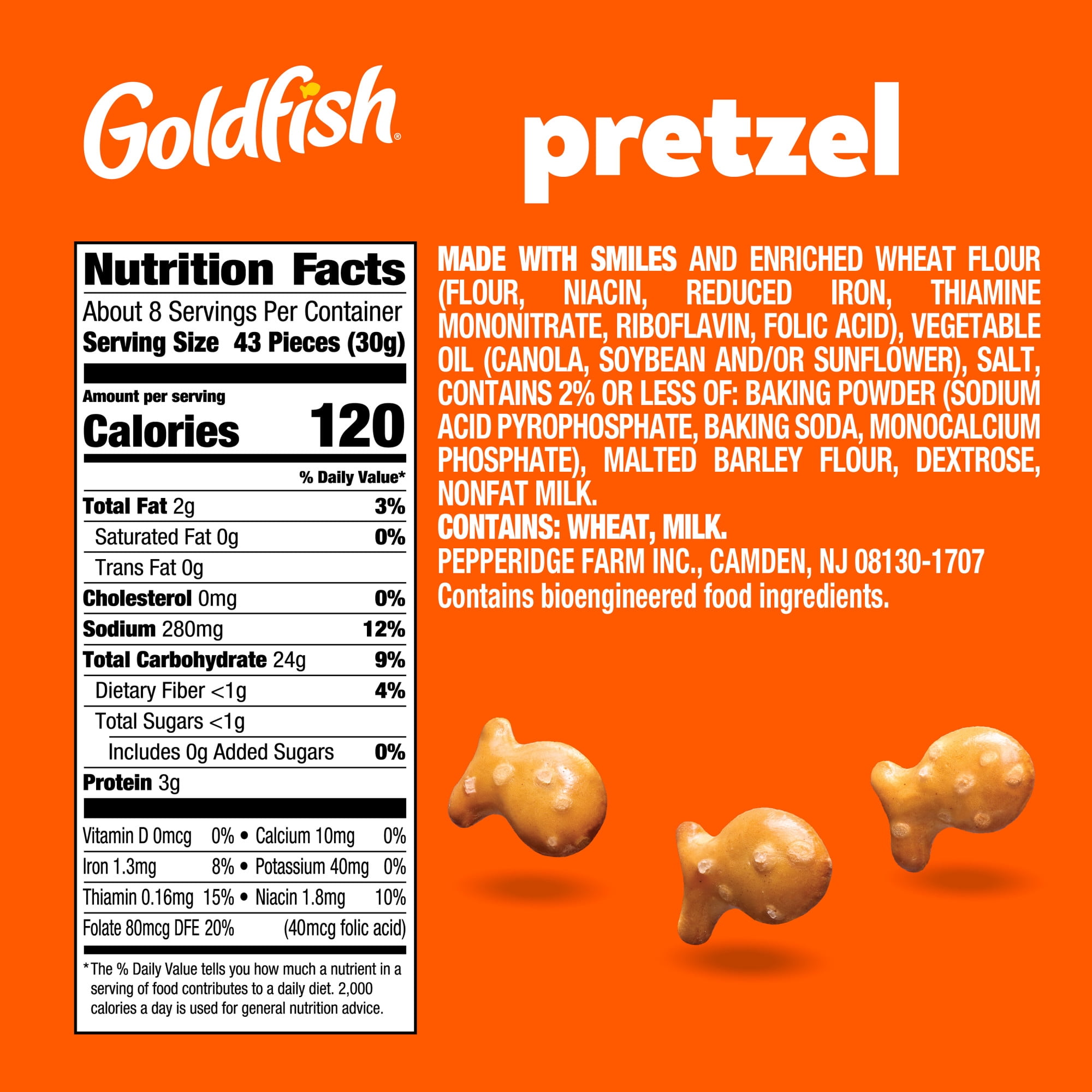 (3 pack) Goldfish Pretzel Crackers, 8 oz Bag